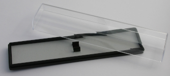 [PENCWGREY] Single Pen Case Transparent Top Black Base Grey Liner 